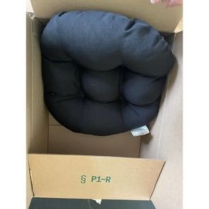 Round Solid Twill Footstool Chair Cushion, 18", Black